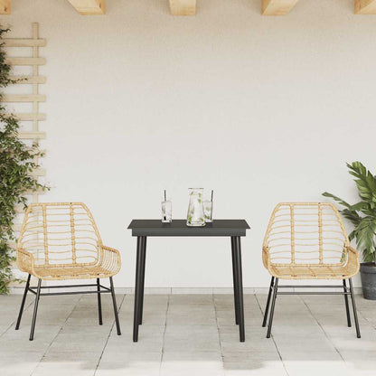Set da Pranzo da Giardino 3 pz Marrone in Polyrattan Vetro | homemem39