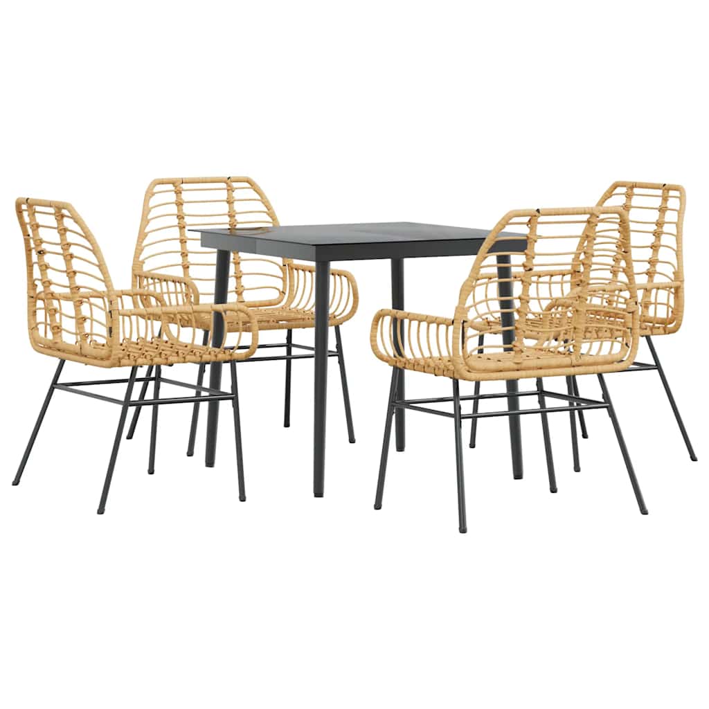Set da Pranzo da Giardino 5pz Polyrattan Vetro | homemem39