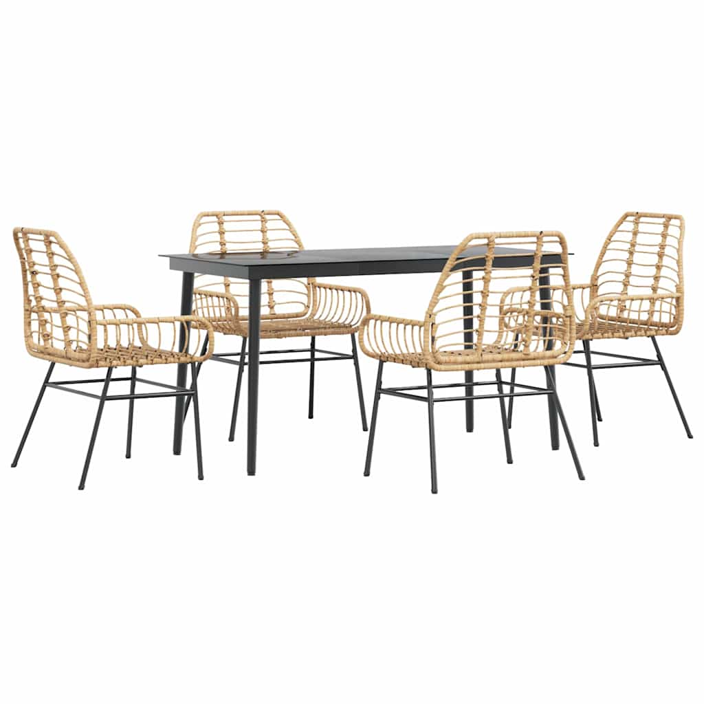 Set da Pranzo da Giardino 5pz Polyrattan Vetro | homemem39
