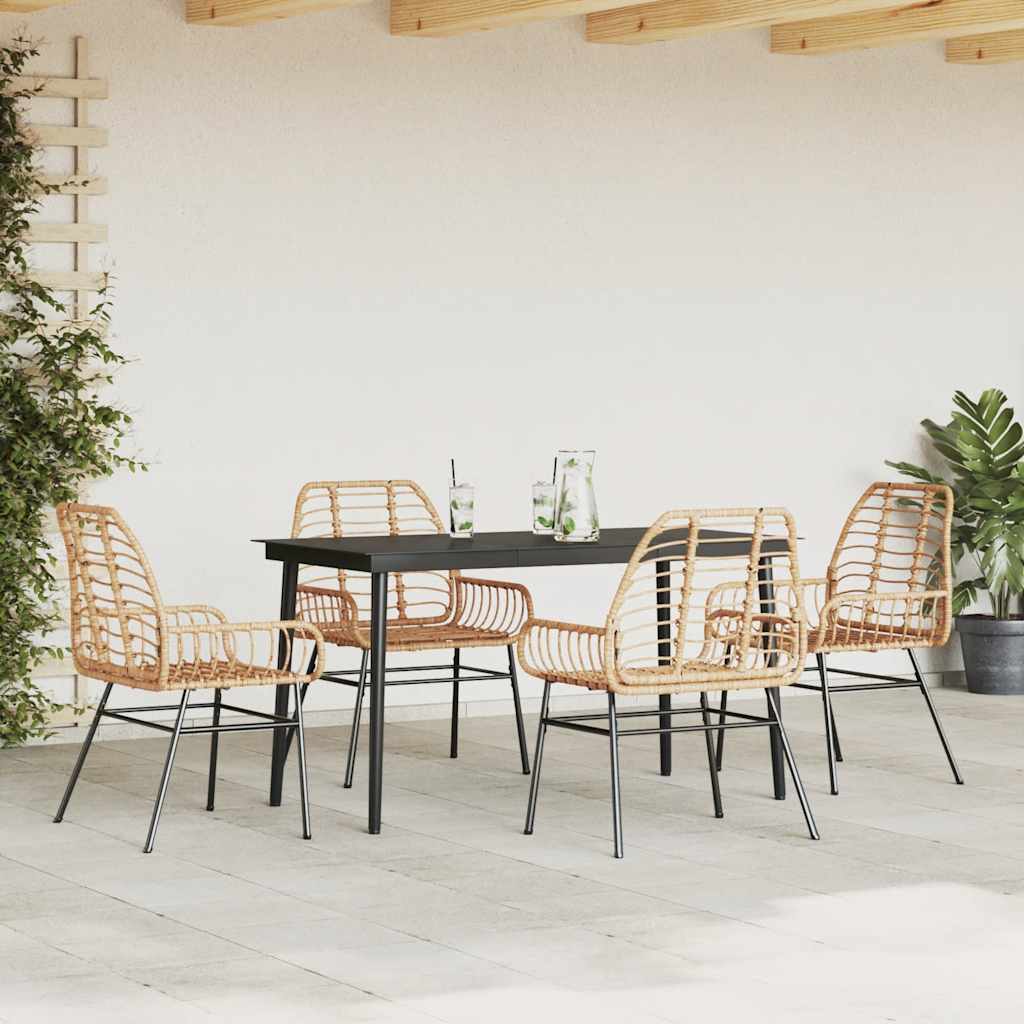 Set da Pranzo da Giardino 5pz Polyrattan Vetro | homemem39