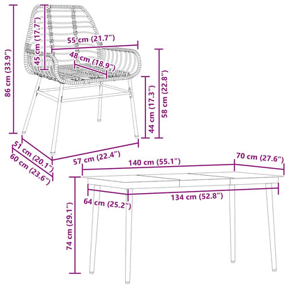 Set da Pranzo da Giardino 5pz Polyrattan Vetro | homemem39