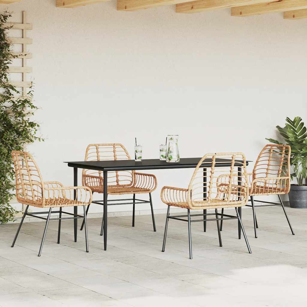 Set da Pranzo da Giardino 5pz Polyrattan Vetro | homemem39