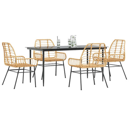 Set da Pranzo da Giardino 5pz Polyrattan Vetro | homemem39