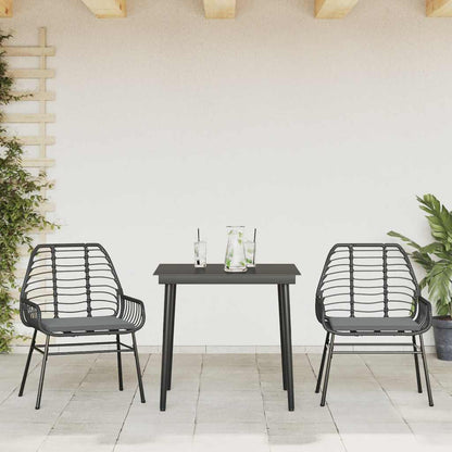 Set da Pranzo da Giardino 3 pz con Cuscini Polyrattan Vetro | homemem39