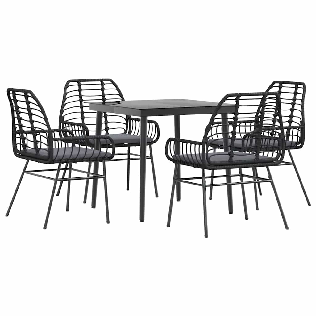 Set da Pranzo da Giardino con Cuscini 5 pz Polyrattan Vetro | homemem39