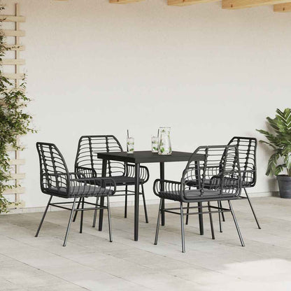 Set da Pranzo da Giardino con Cuscini 5 pz Polyrattan Vetro | homemem39