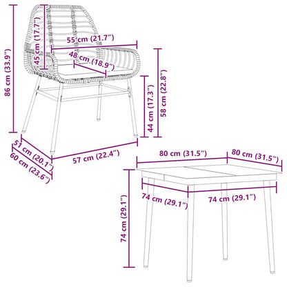 Set da Pranzo da Giardino con Cuscini 5 pz Polyrattan Vetro | homemem39