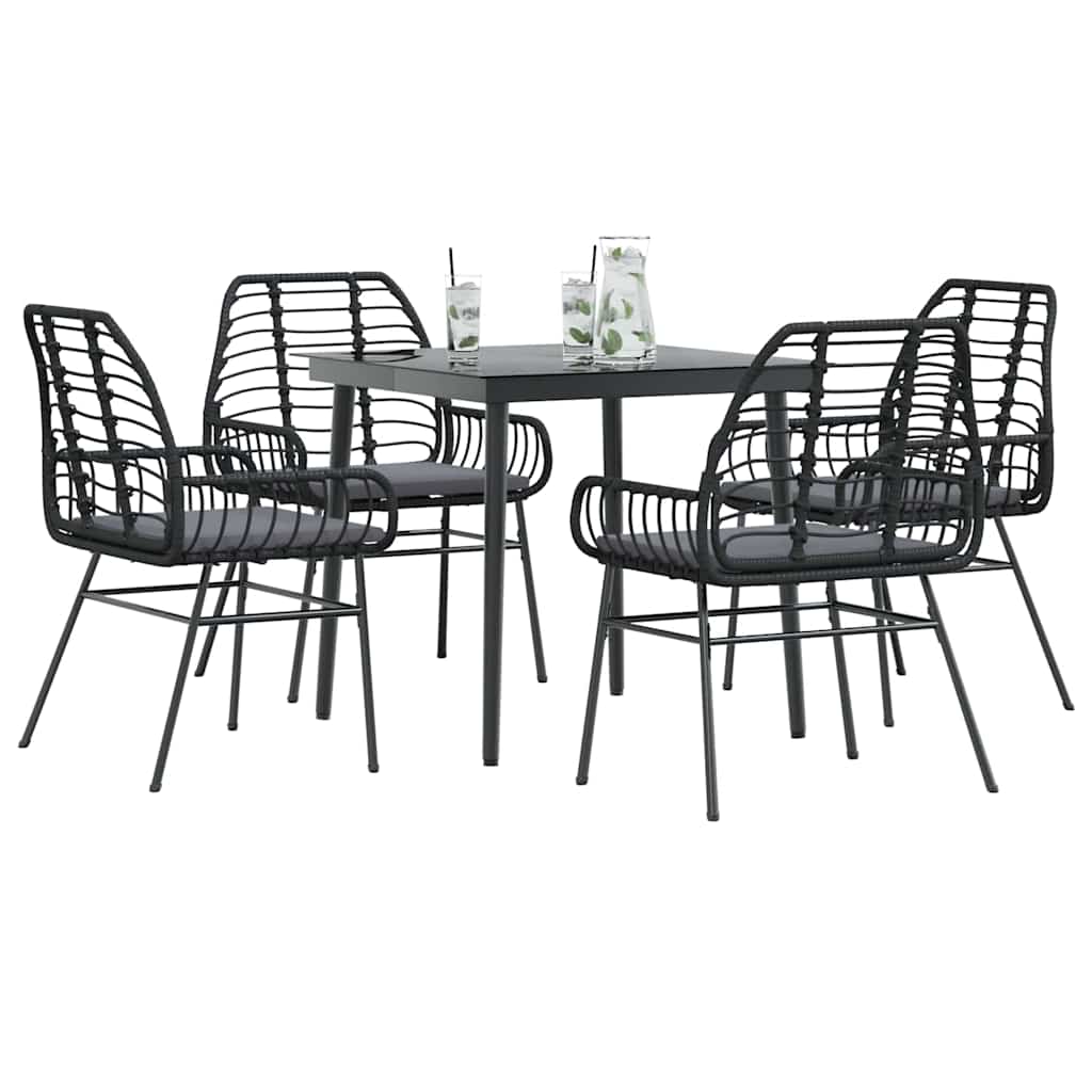 Set da Pranzo da Giardino con Cuscini 5 pz Polyrattan Vetro | homemem39