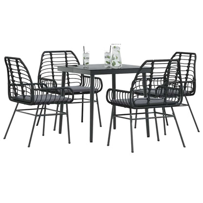 Set da Pranzo da Giardino con Cuscini 5 pz Polyrattan Vetro | homemem39