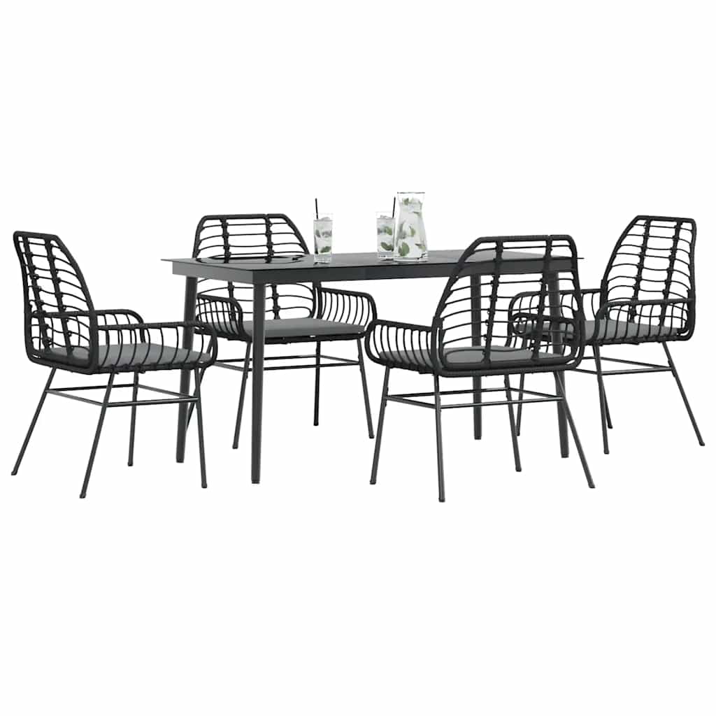 Set da Pranzo da Giardino con Cuscini 5 pz Polyrattan Vetro - homemem39