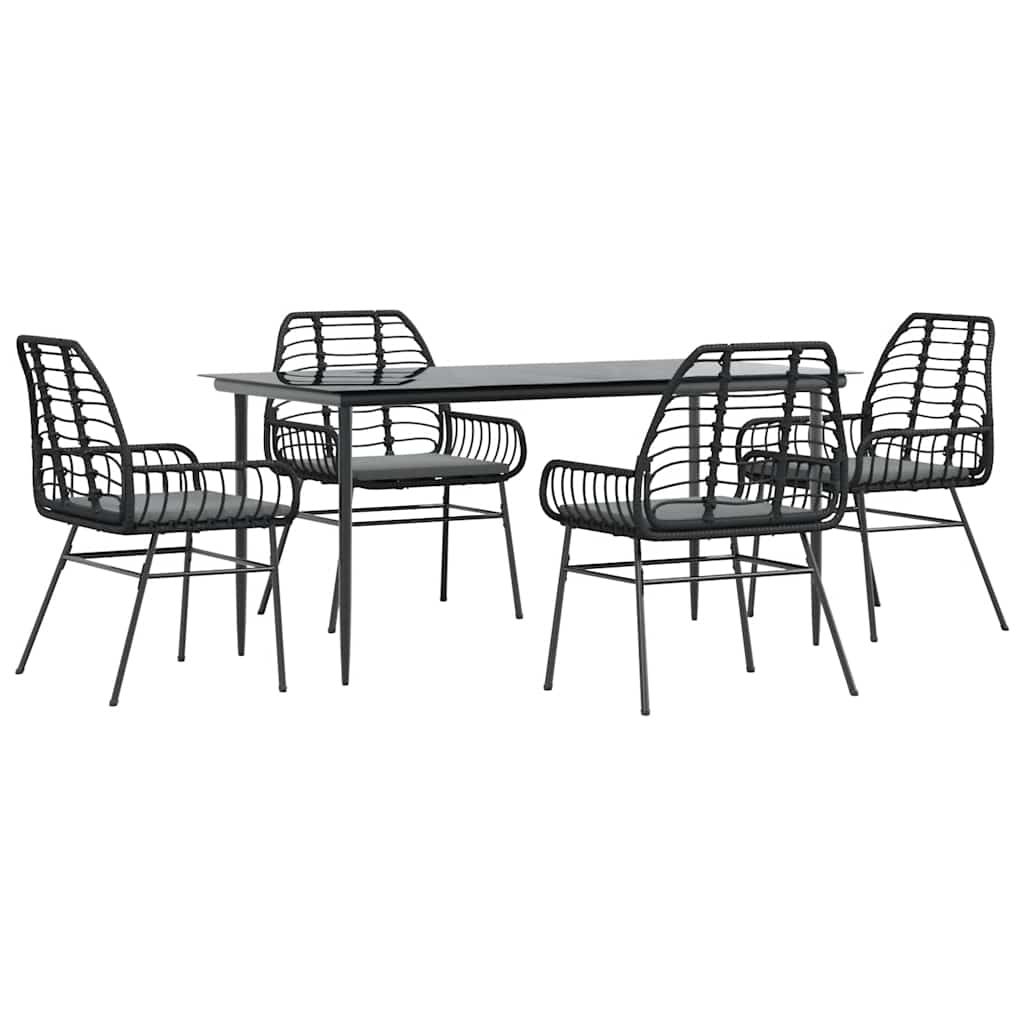 Set da Pranzo da Giardino con Cuscini 5 pz Polyrattan Vetro | homemem39
