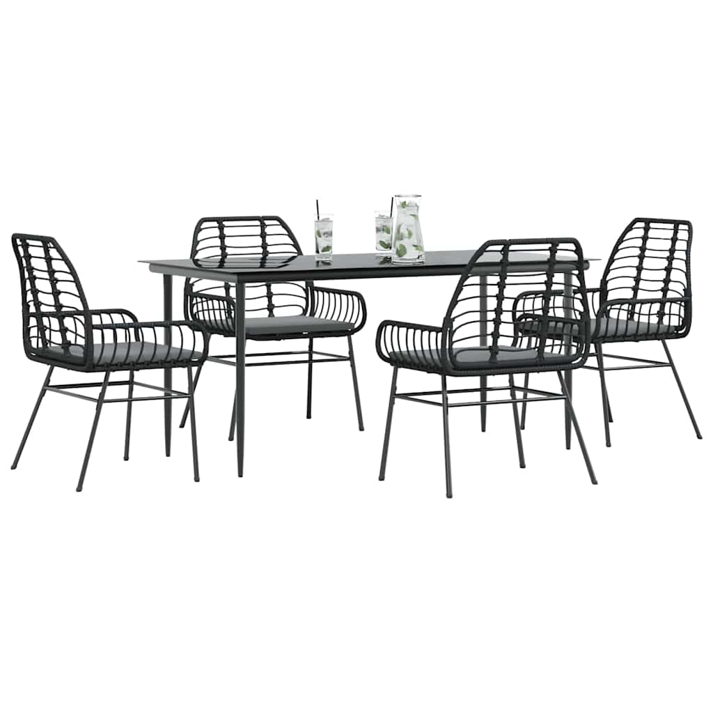 Set da Pranzo da Giardino con Cuscini 5 pz Polyrattan Vetro | homemem39