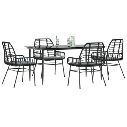 Set da Pranzo da Giardino con Cuscini 5 pz Polyrattan Vetro | homemem39