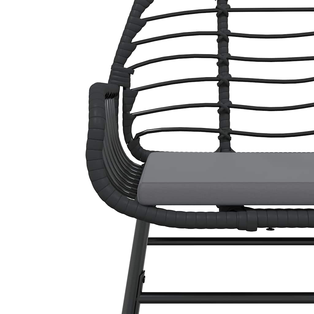 Set Pranzo da Giardino 7 pz Nero con Cuscini Polyrattan Vetro - homemem39