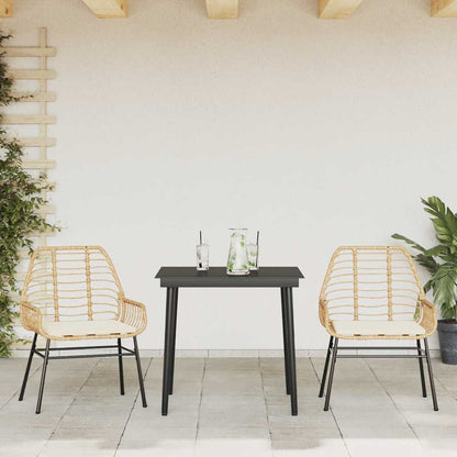 Set da Pranzo da Giardino 3pz con Cuscini Polyrattan Vetro | homemem39