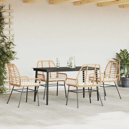 Set da Pranzo da Giardino 5pz con Cuscini Polyrattan Vetro | homemem39