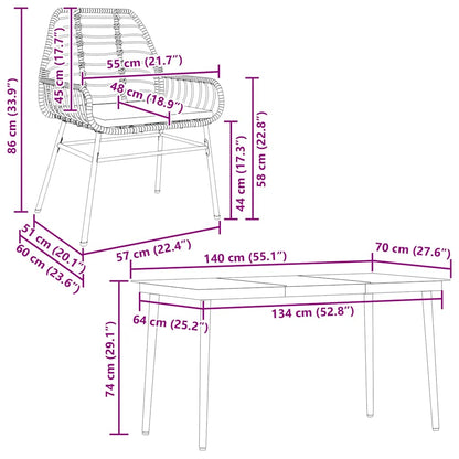 Set da Pranzo da Giardino 5pz con Cuscini Polyrattan Vetro | homemem39