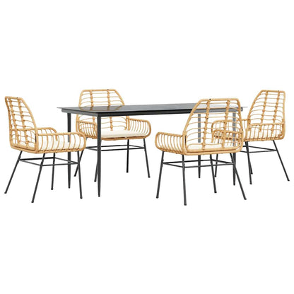 Set da Pranzo da Giardino 5pz con Cuscini Polyrattan Vetro | homemem39