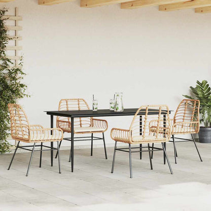 Set da Pranzo da Giardino 5pz con Cuscini Polyrattan Vetro | homemem39