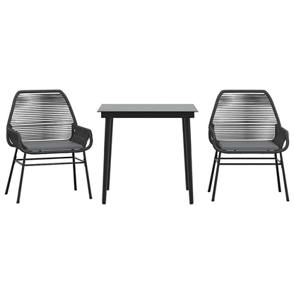 Set da Pranzo da Giardino 3 pz con Cuscini Polyrattan Vetro | homemem39