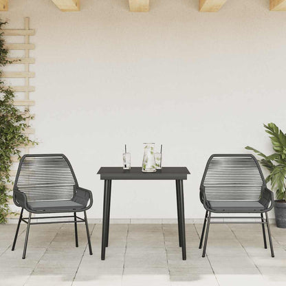Set da Pranzo da Giardino 3 pz con Cuscini Polyrattan Vetro | homemem39