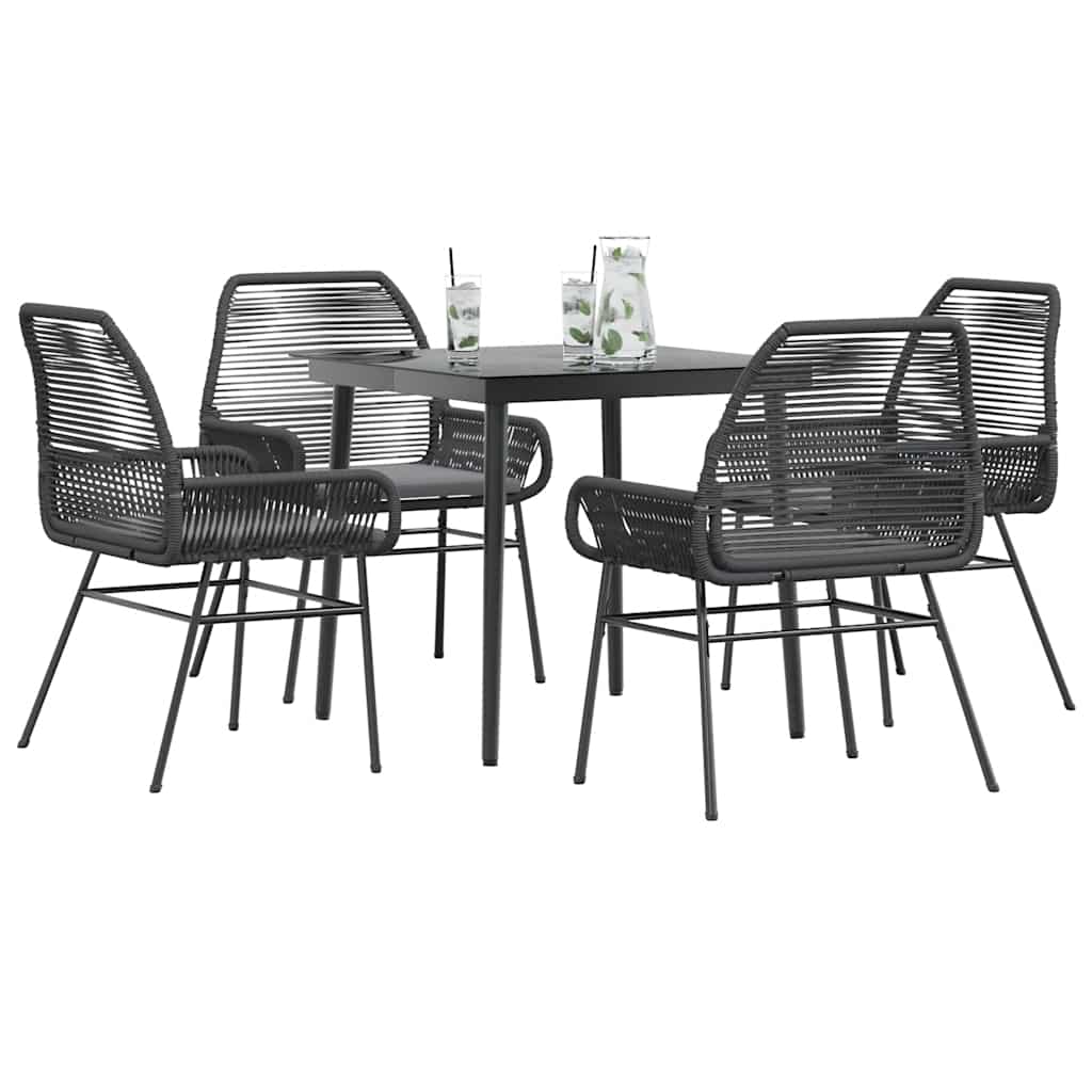 Set da Pranzo da Giardino con Cuscini 5 pz Polyrattan Vetro | homemem39