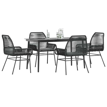 Set da Pranzo da Giardino con Cuscini 5 pz Polyrattan Vetro