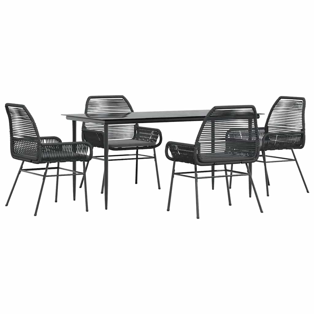 Set da Pranzo da Giardino con Cuscini 5 pz Polyrattan Vetro | homemem39