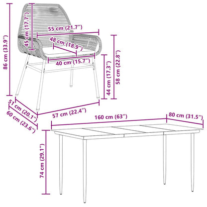 Set da Pranzo da Giardino con Cuscini 5 pz Polyrattan Vetro | homemem39