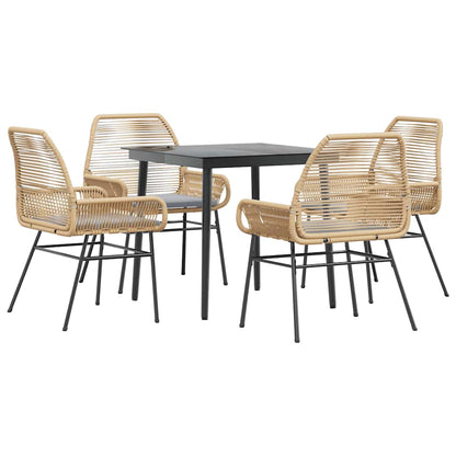 Set da Pranzo da Giardino 5pz con Cuscini Polyrattan Vetro | homemem39