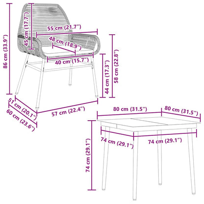 Set da Pranzo da Giardino 5pz con Cuscini Polyrattan Vetro | homemem39