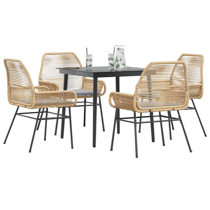 Set da Pranzo da Giardino 5pz con Cuscini Polyrattan Vetro | homemem39