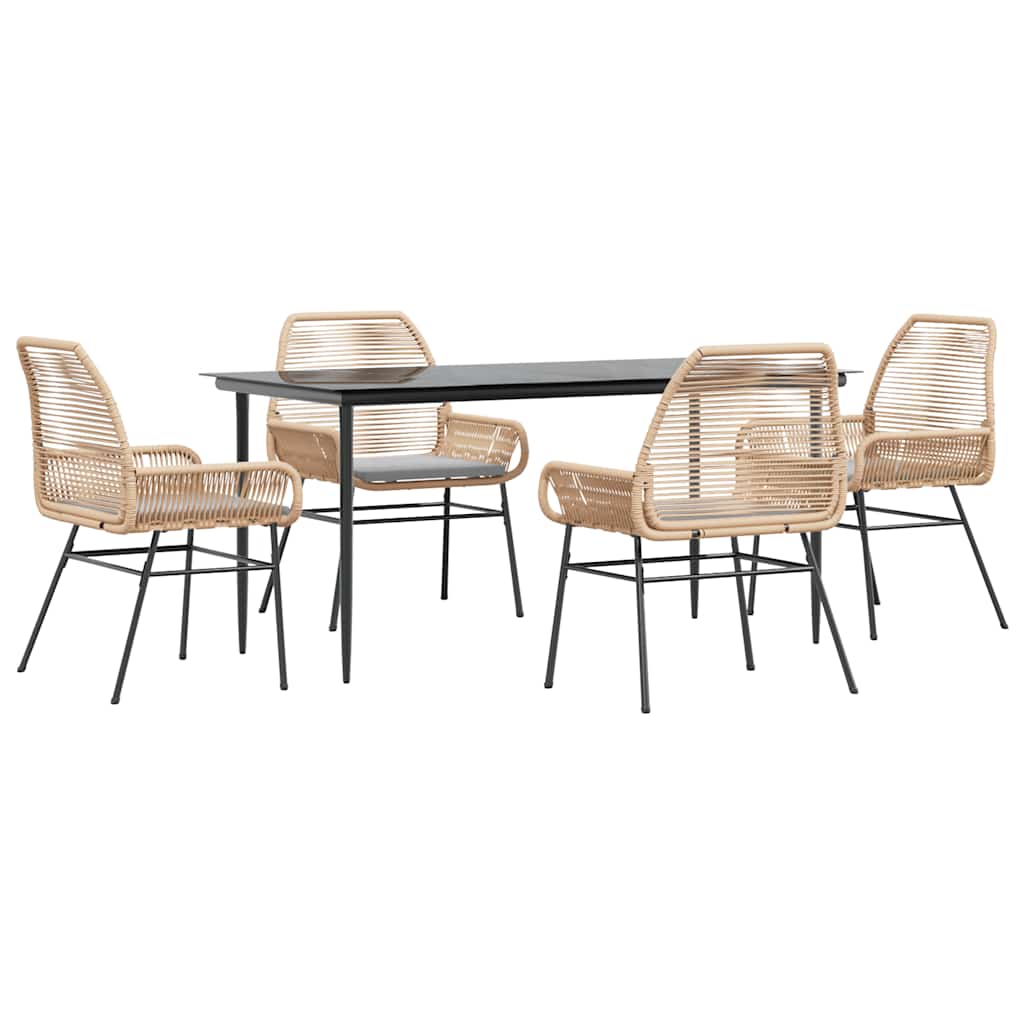 Set da Pranzo da Giardino 5pz con Cuscini Polyrattan Vetro | homemem39