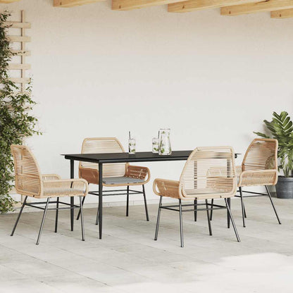 Set da Pranzo da Giardino 5pz con Cuscini Polyrattan Vetro | homemem39