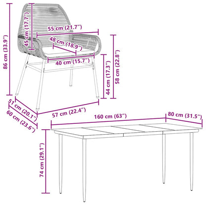 Set Pranzo da Giardino 7pz con Cuscini Marrone Polyrattan Vetro | homemem39