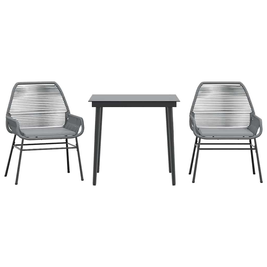 Set da Pranzo da Giardino 3 pz con Cuscini in Polyrattan Vetro