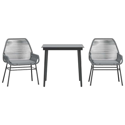 Set da Pranzo da Giardino 3 pz con Cuscini in Polyrattan Vetro