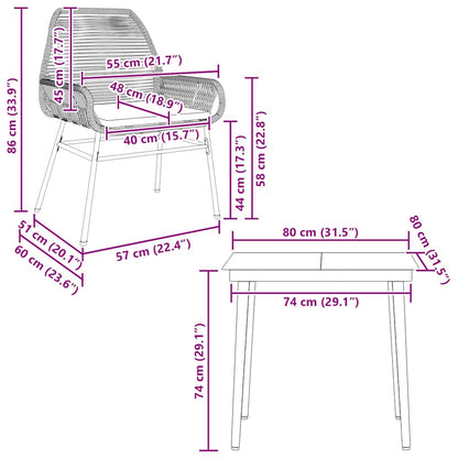 Set da Pranzo da Giardino 3 pz con Cuscini in Polyrattan Vetro | homemem39