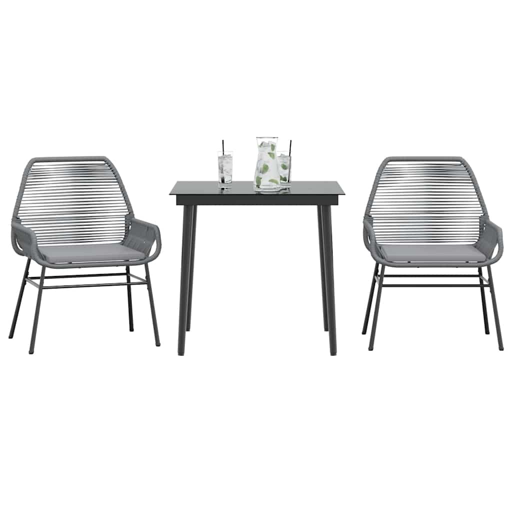Set da Pranzo da Giardino 3 pz con Cuscini in Polyrattan Vetro | homemem39