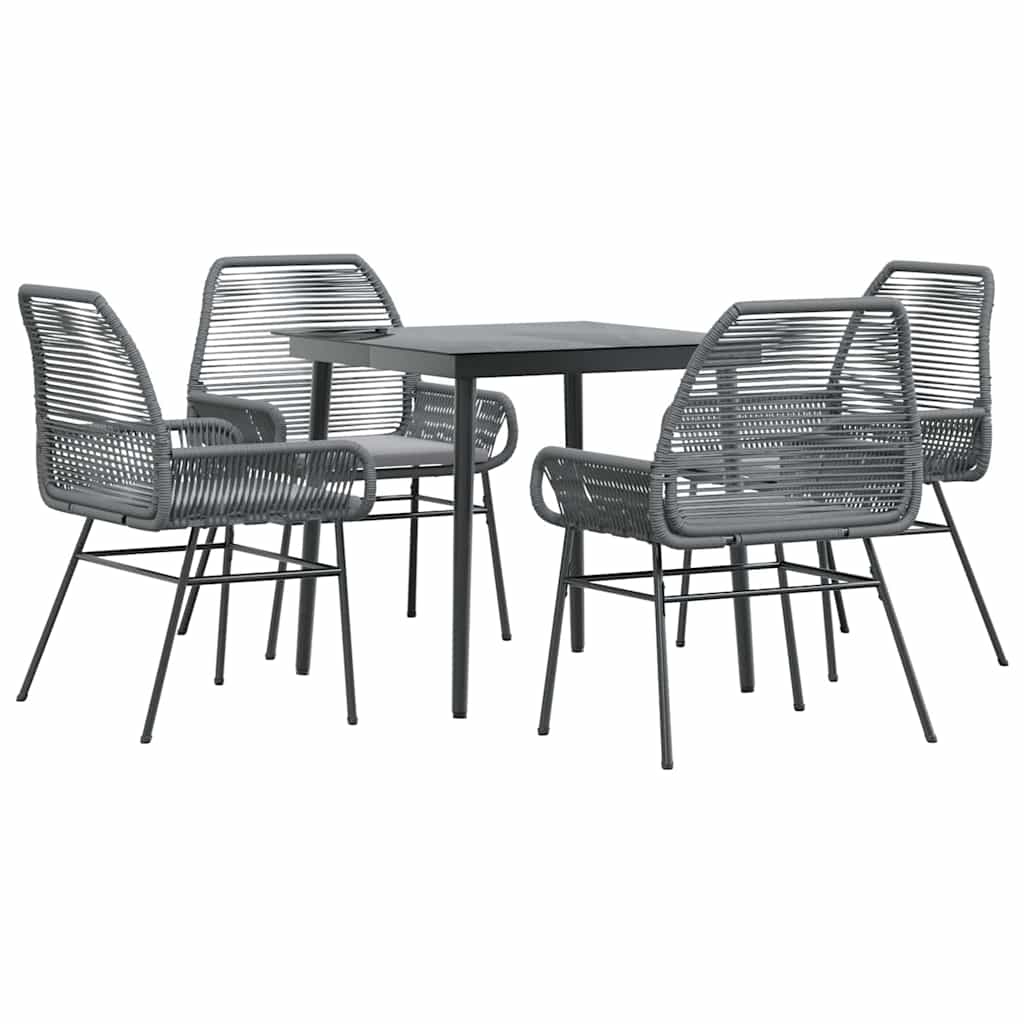 Set da Pranzo da Giardino 5 pz con Cuscini Polyrattan Vetro