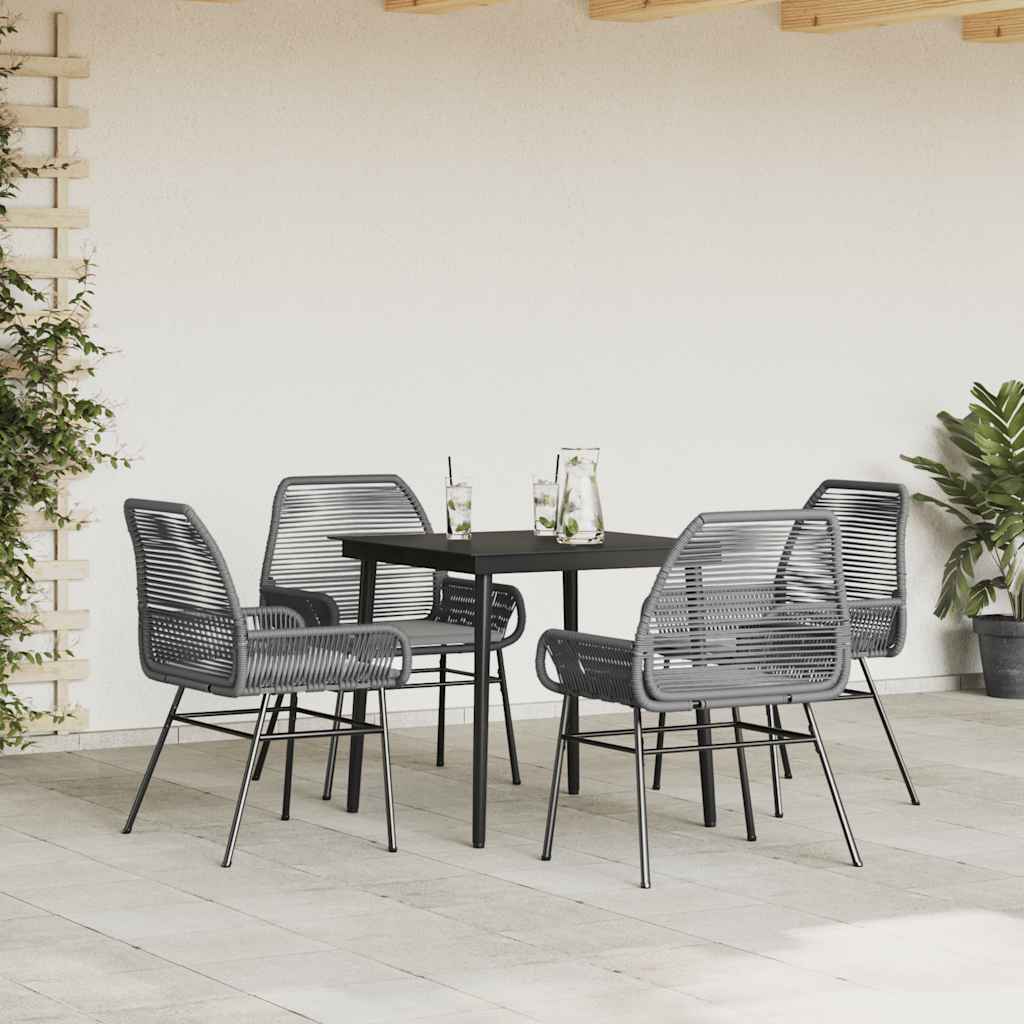 Set da Pranzo da Giardino 5 pz con Cuscini Polyrattan Vetro