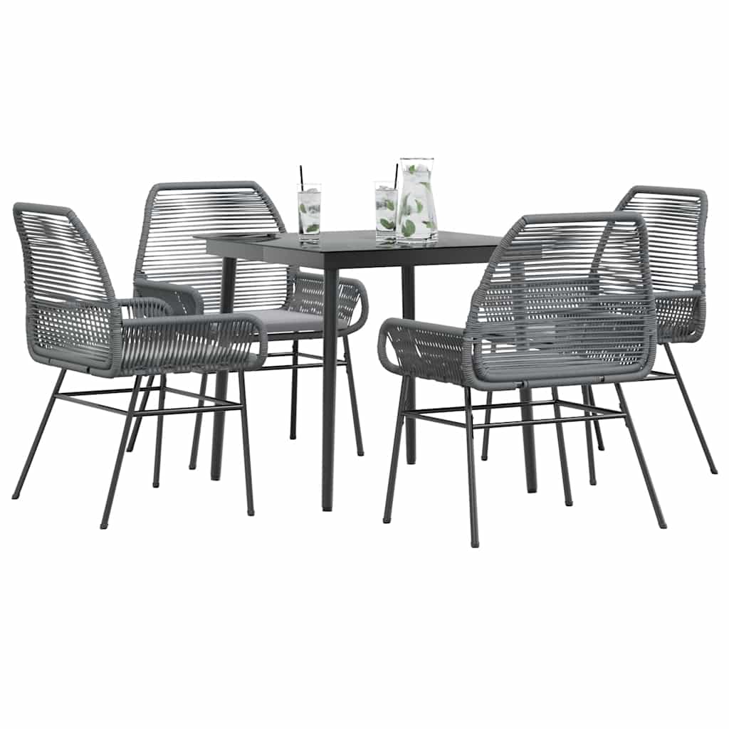 Set da Pranzo da Giardino 5 pz con Cuscini Polyrattan Vetro