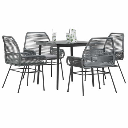 Set da Pranzo da Giardino 5 pz con Cuscini Polyrattan Vetro