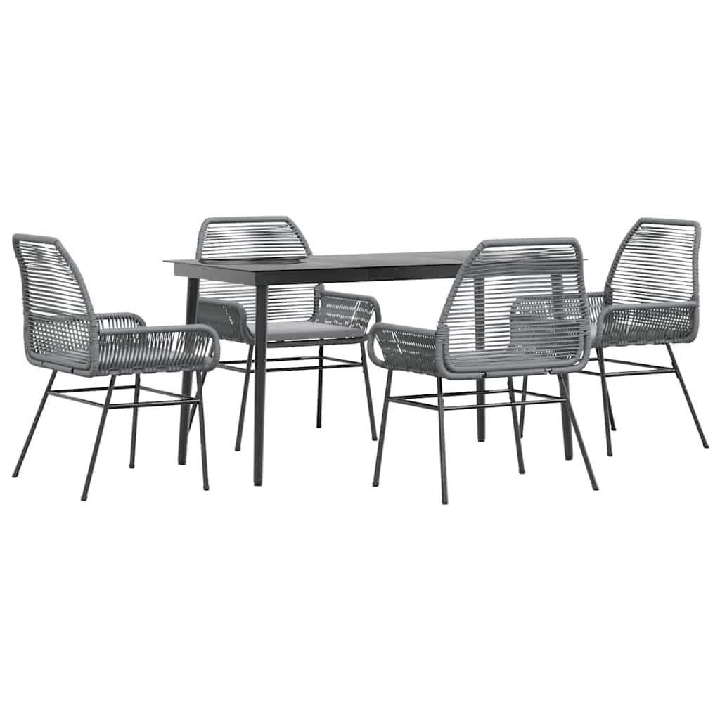 Set da Pranzo da Giardino 5 pz con Cuscini Polyrattan Vetro | homemem39