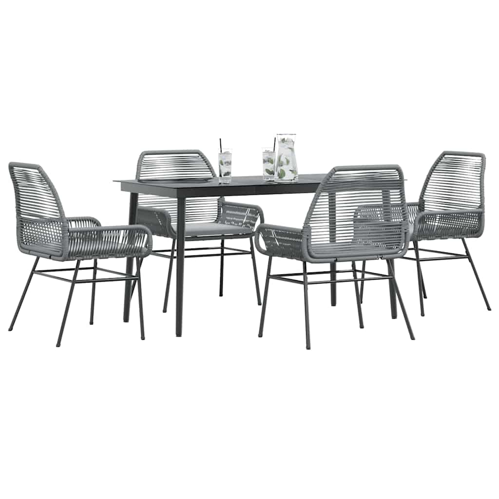 Set da Pranzo da Giardino 5 pz con Cuscini Polyrattan Vetro | homemem39
