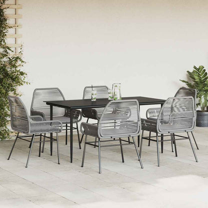 Set da Pranzo da Giardino 7 pz con Cuscini Polyrattan Vetro
