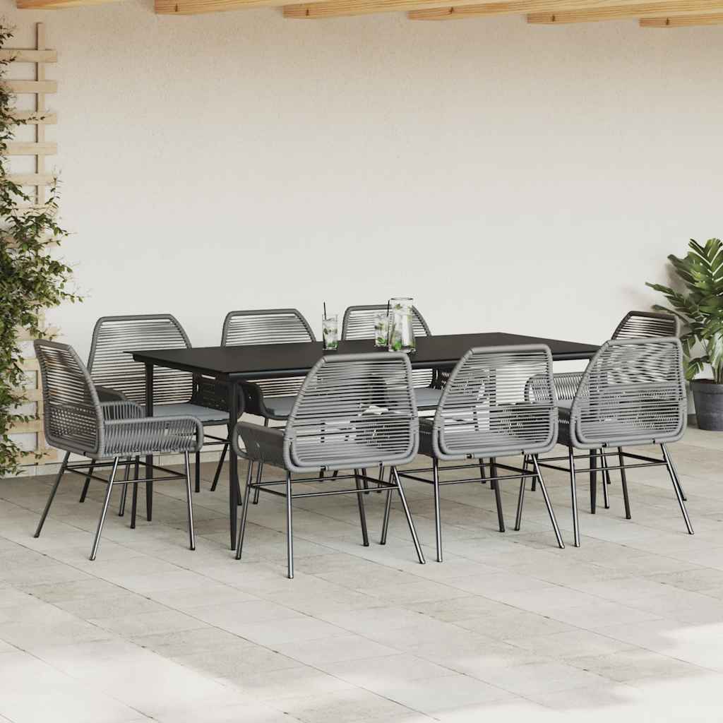 Set da Pranzo da Giardino 9 pz con Cuscini Polyrattan Vetro - homemem39