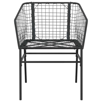 Set Mobili da Pranzo per Giardino 3 pz Nero Polyrattan Vetro | homemem39
