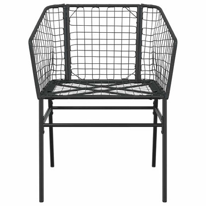 Set Mobili da Pranzo per Giardino 5 pz Nero Polyrattan Vetro | homemem39