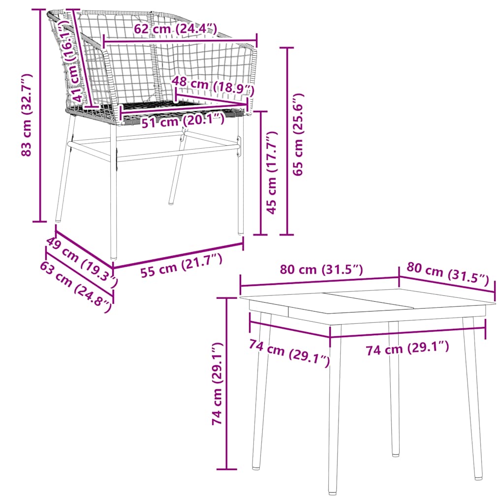 Set Mobili da Pranzo per Giardino 5 pz Nero Polyrattan Vetro | homemem39